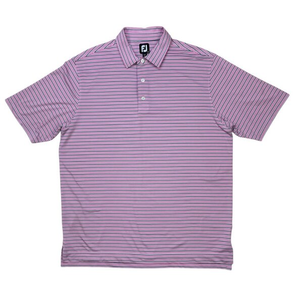FootJoy FJ Lisle Multi Stripe Self Collar Golf Polo XL Pink Short Sleeve Golfer - Picture 11 of 11